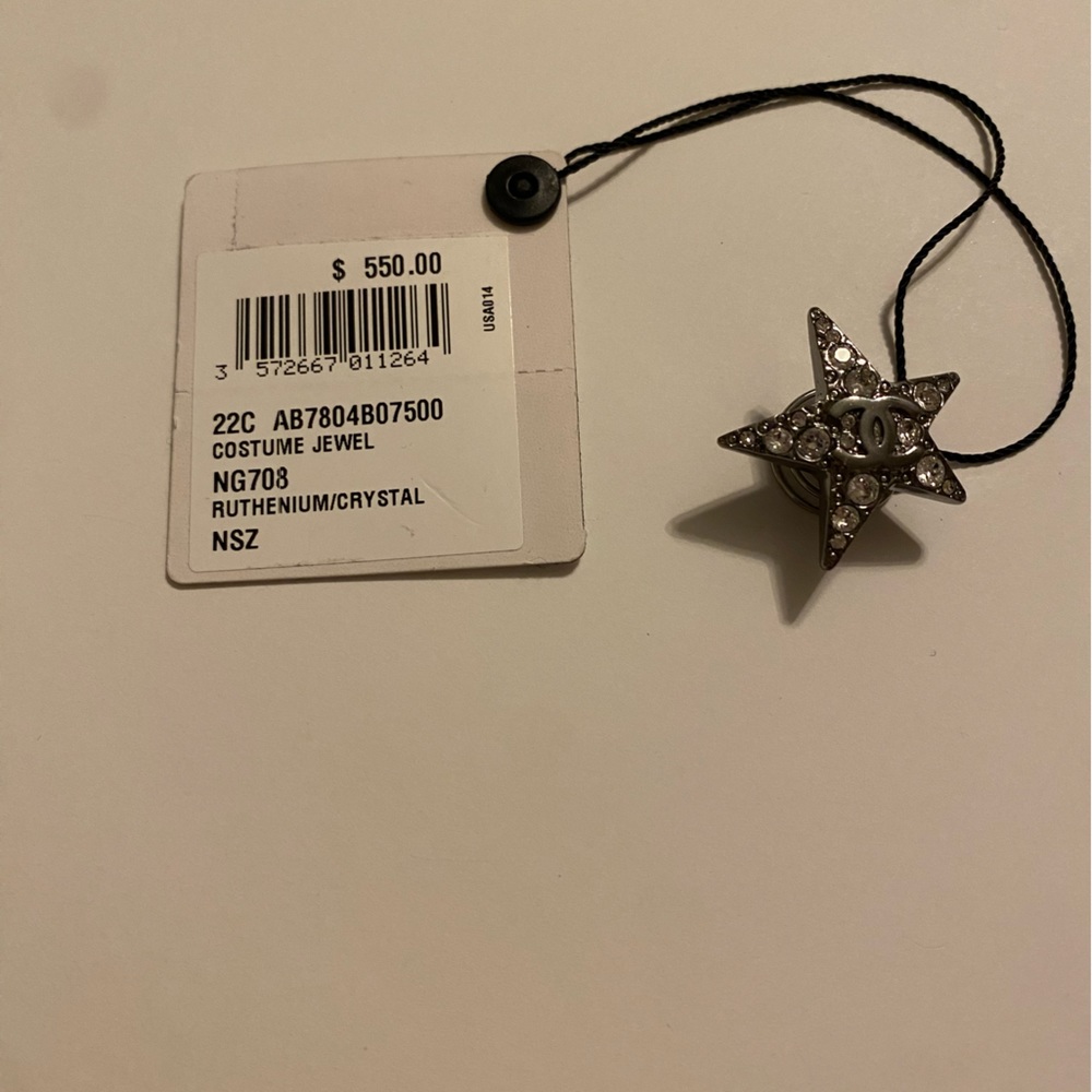 NWT Gunmetal chanel CC star hair decoration accessory